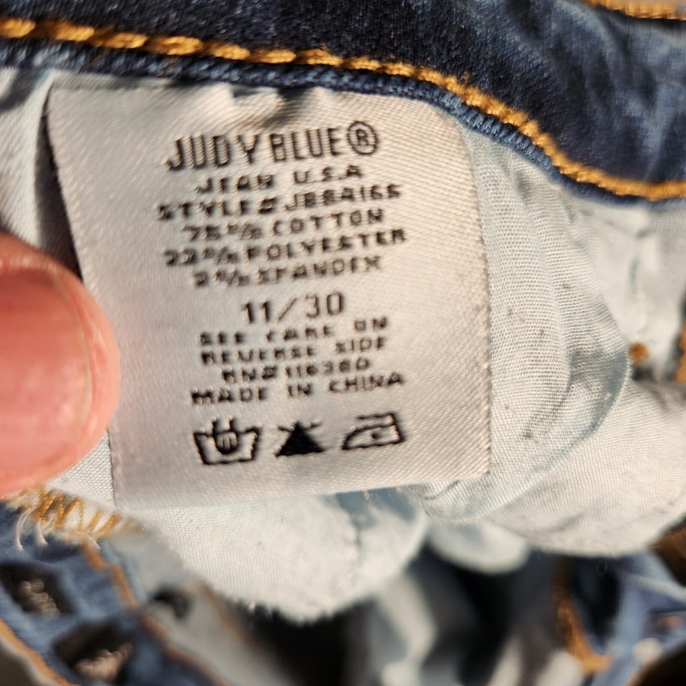 Judy Blue Jeans Womens 30X28 (Tag 11/30) JB84165 Med Blue Pin Stripe Skinny Fit - Picture 9 of 12